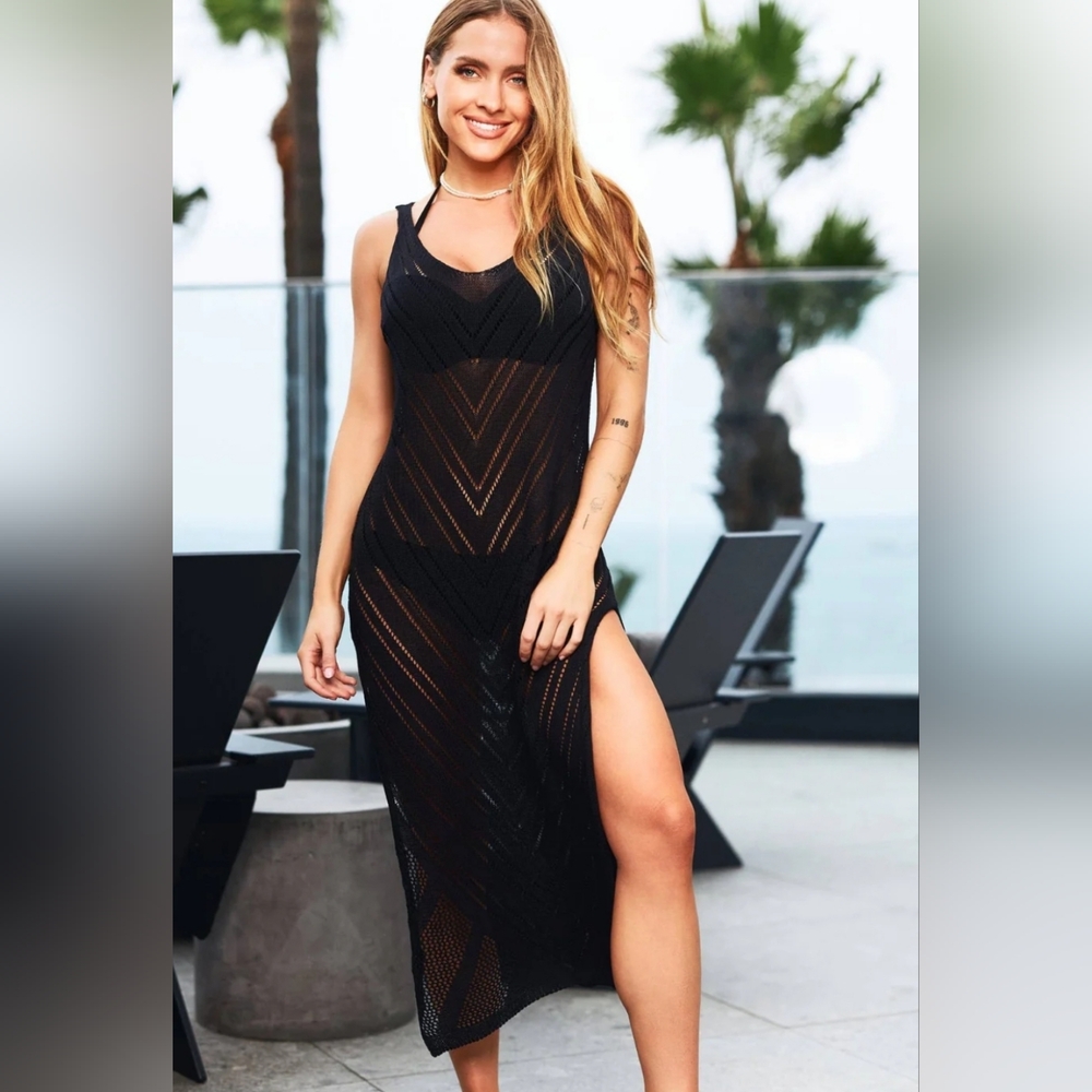 Knit Sleeveless Full Dress Cover Up Black or White